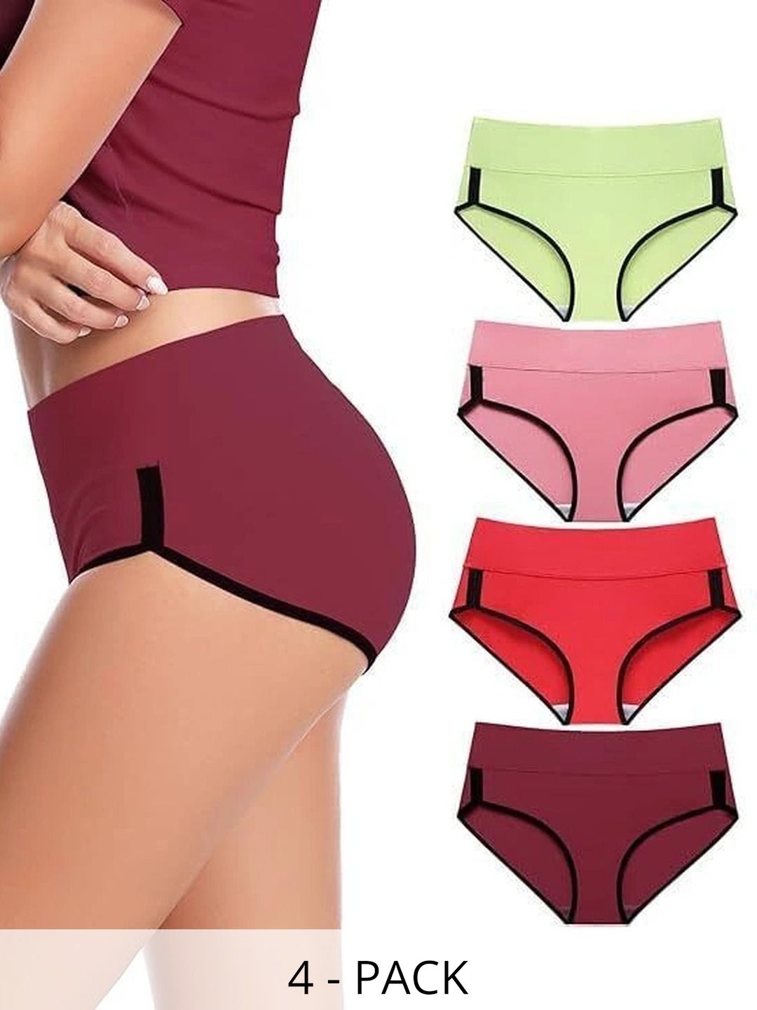 Bebron Women Pack of 4 Assorted Boy Shorts-picture-32