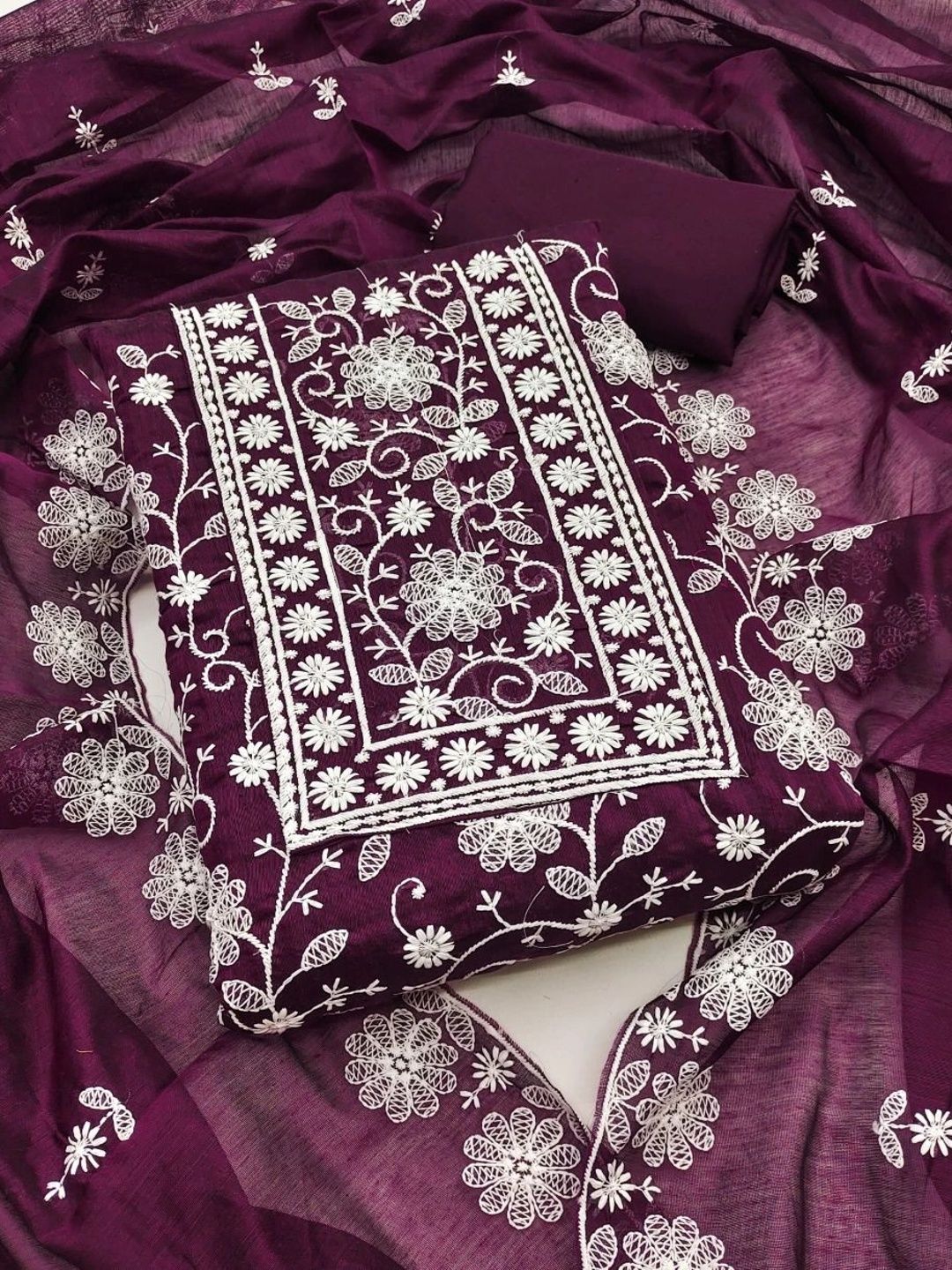 House of Pataudi Embroidered Art Silk Unstitched Dress Material-picture-27