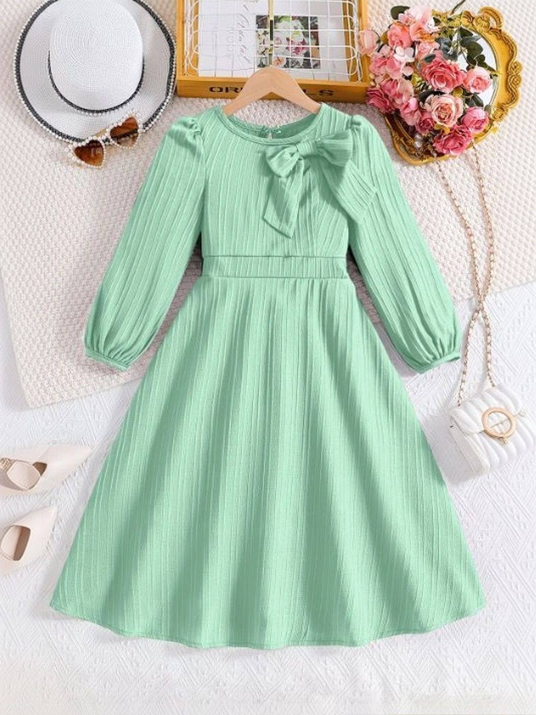 MENSBIT Puff Sleeve A-Line Dress-picture-42
