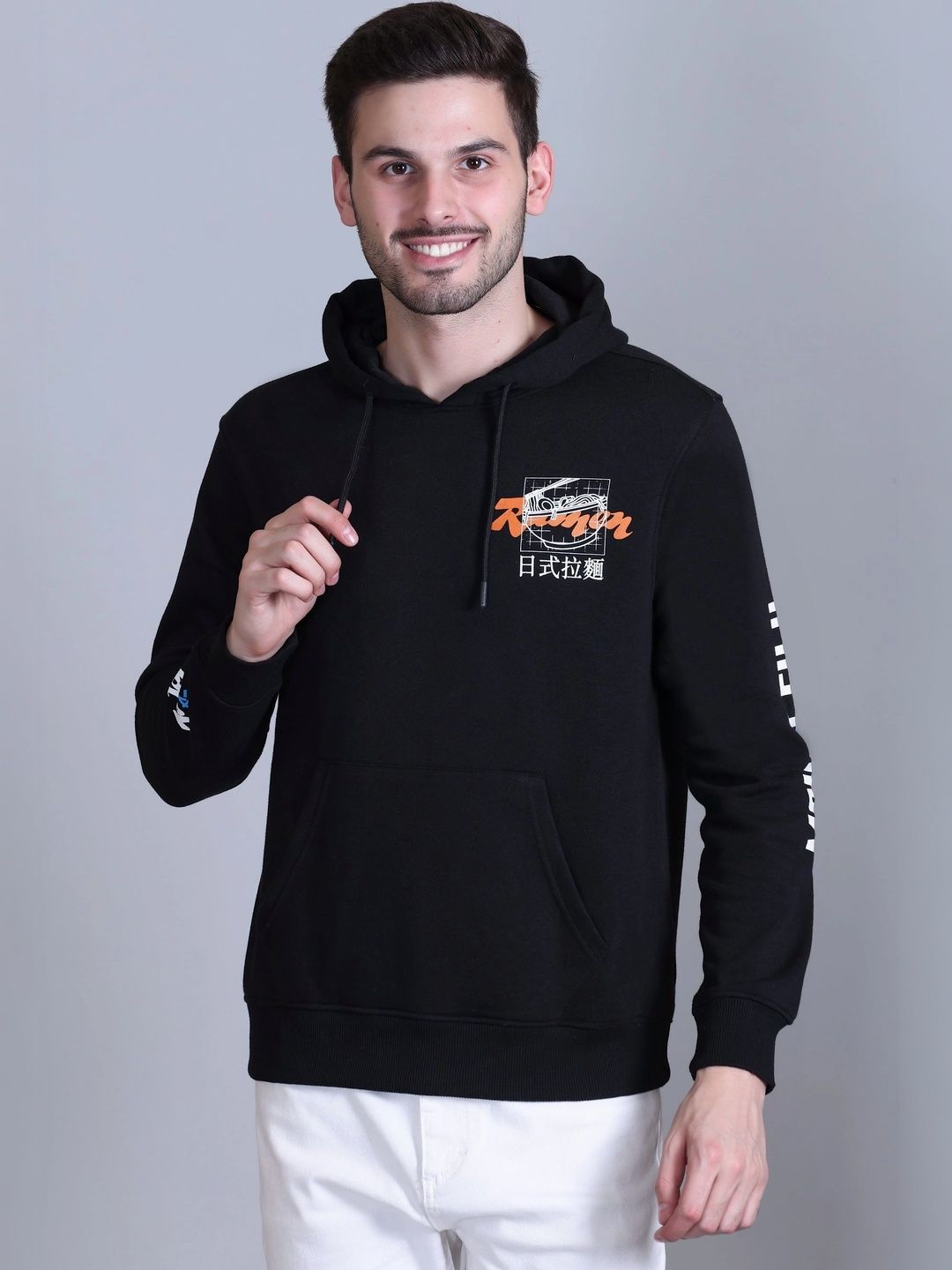 HERE&NOW Men Printed Hooded Sweatshirt-picture-26