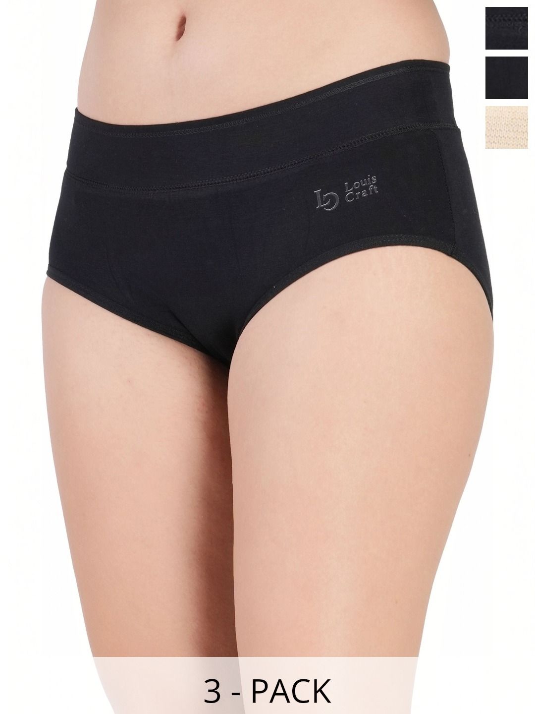 Bebron Women Pack of 3 Assorted Cotton Basic Briefs-picture-24
