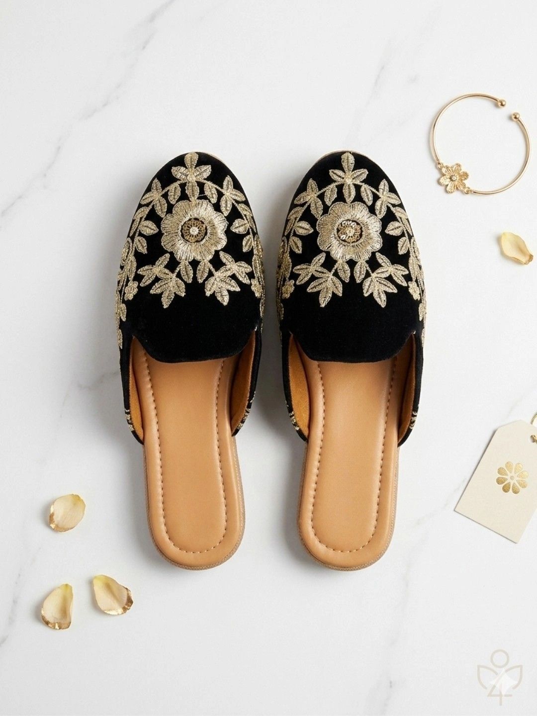 Twirl & Toe Women Embellished Ethnic Mules with Embroidered Flats-image-46