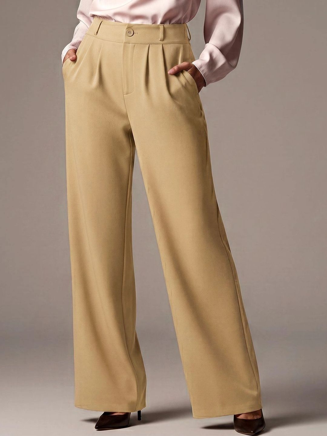 ADDYVERO Women Classic Straight Fit High-Rise Easy Wash Trousers-picture-12