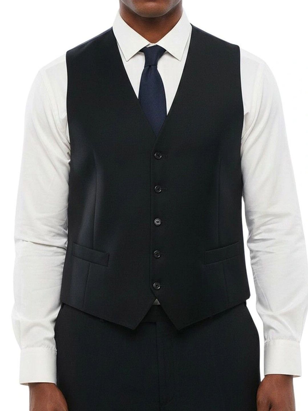 Corneliani Navy Blue Solid Waistcoat-picture-49
