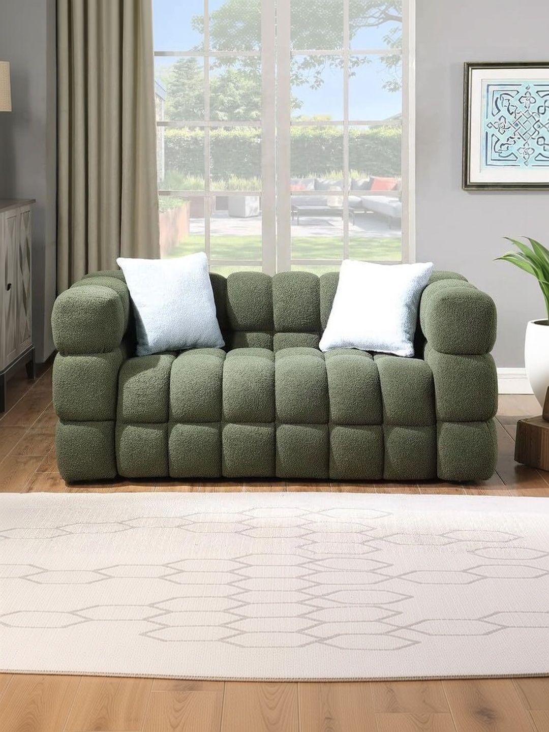 INDIAWOODMART Green 2 Seater Sofa-picture-16