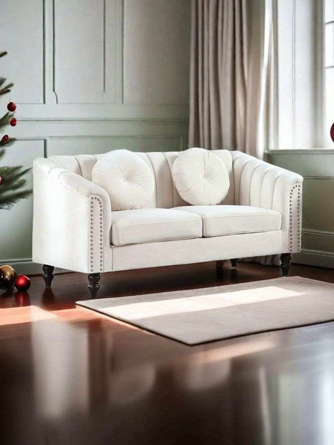 INDIAWOODMART White 2 Seater Sofa-picture-40