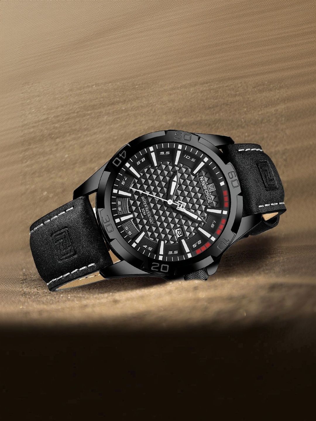 Naviforce Men Patterned Dial & Leather Straps Analogue Date Aperture Watch NF8023 B-W-B-image-30