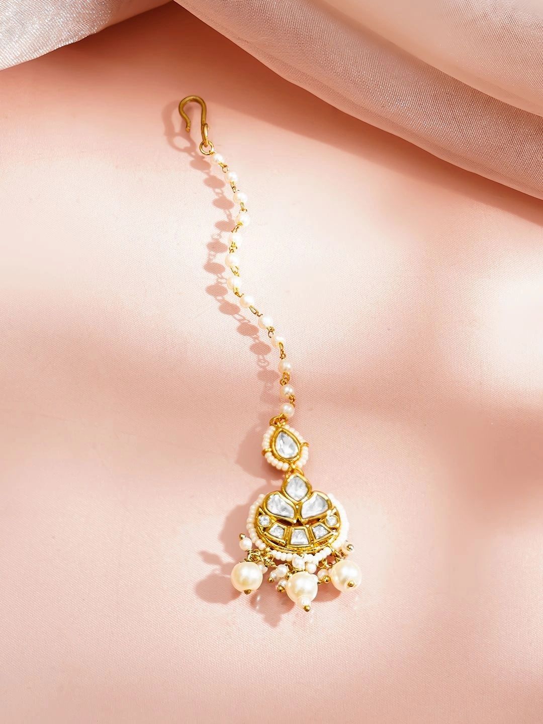 Rubans Gold-Plated Kundan Studded Maang Tikka Head Jewellery-picture-22