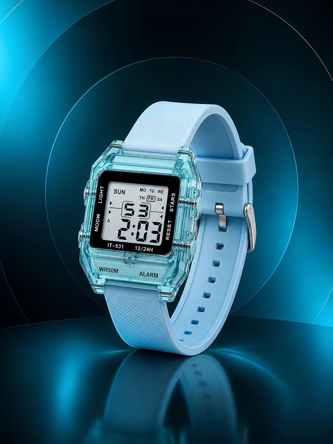 LOOKHAA Unisex Kids Dial & Straps Digital Stopwatch Watch LOOK33DC2_BLUE-picture-17