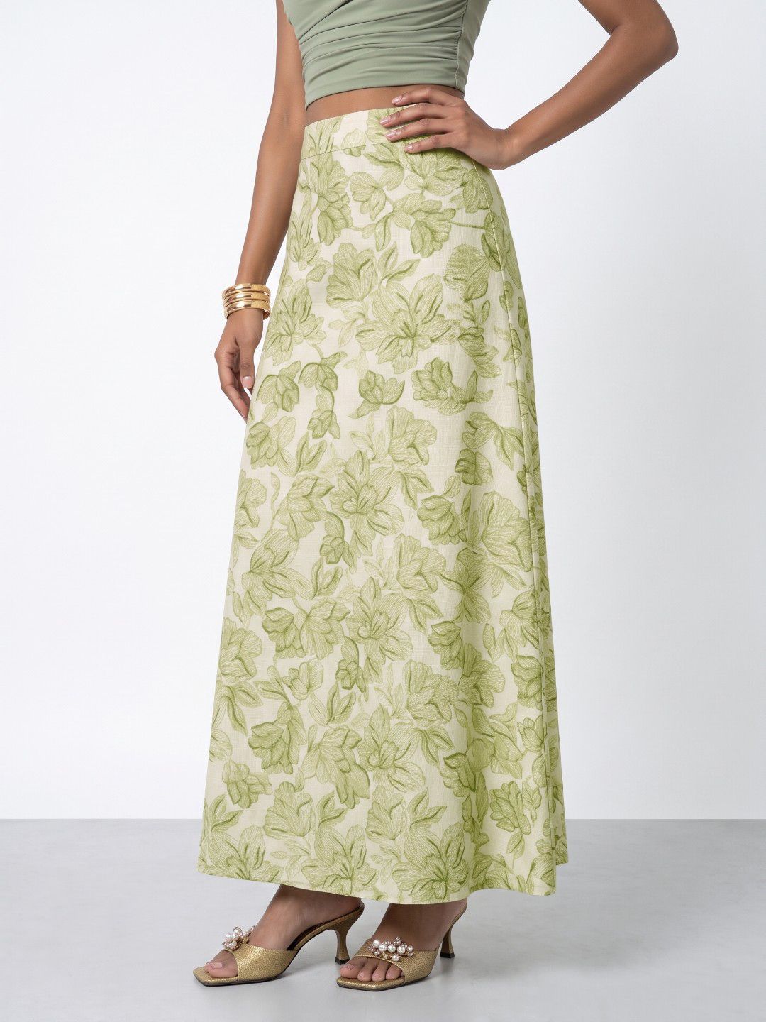 Phosphorus Women Floral Printed Midi A-Line Skirt-picture-21