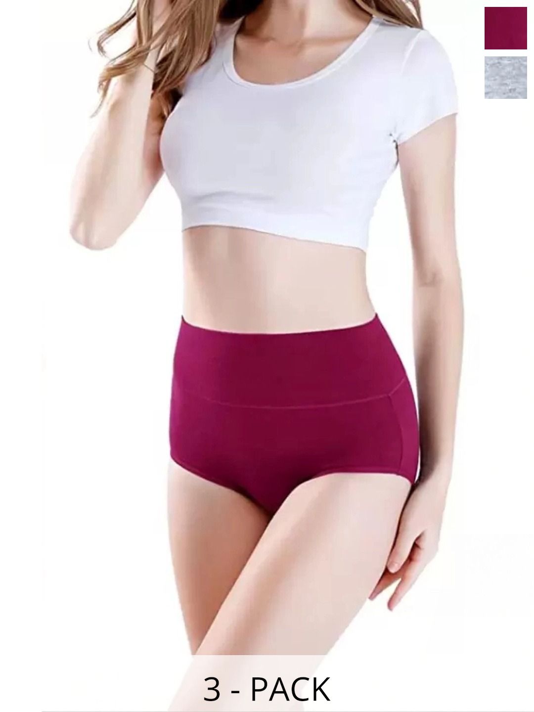 Bebron Women Pack of 3 Assorted Cotton Blend Hipster Briefs-picture-46