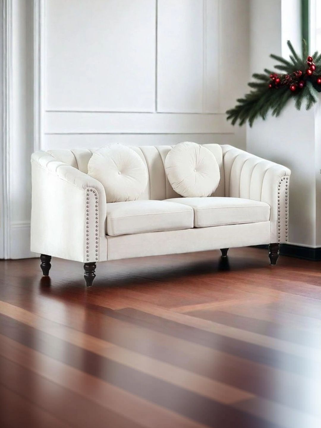 INDIAWOODMART White 2 Seater Sofa-picture-23