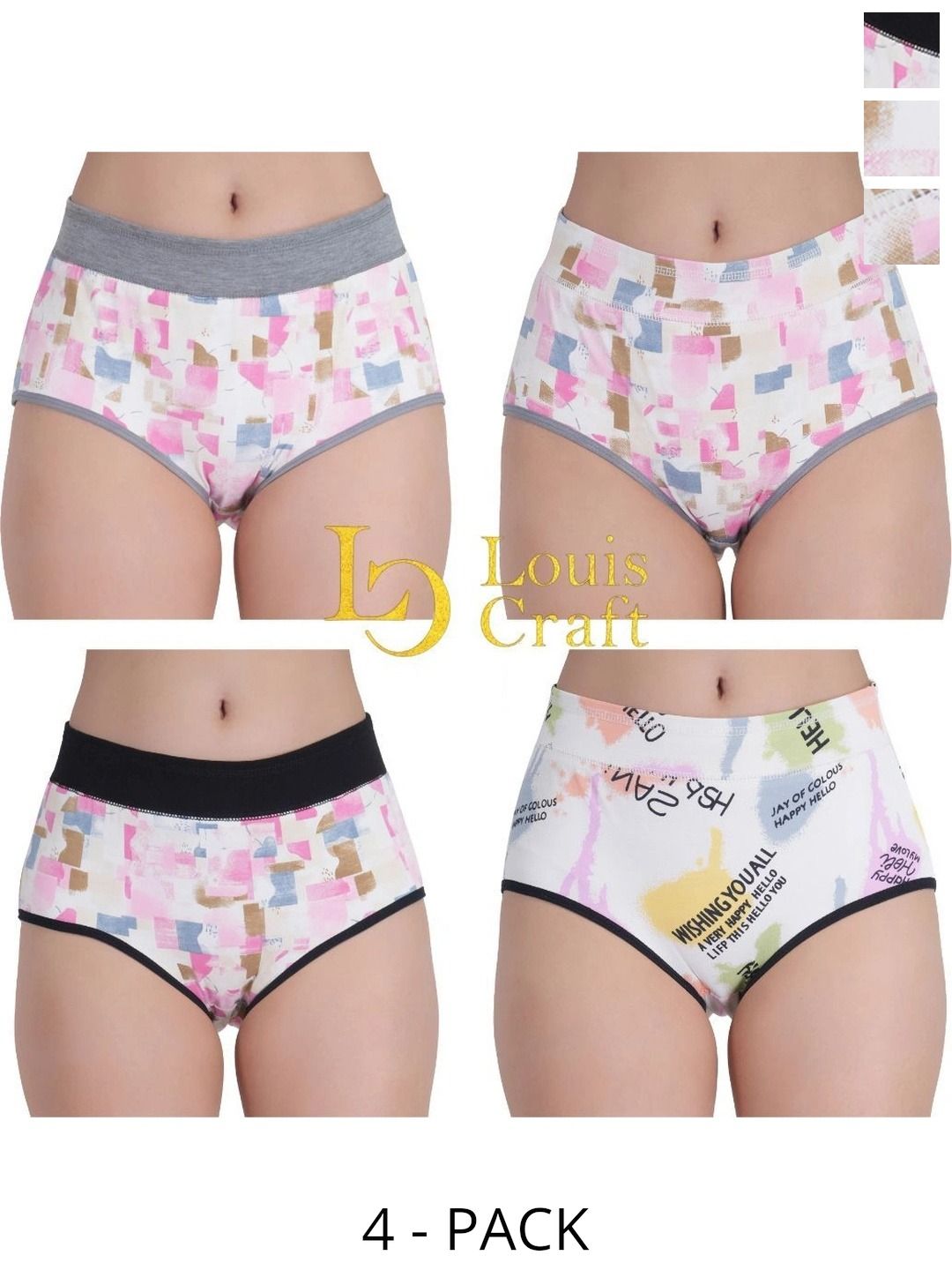 Bebron Women Pack of 4 Printed Assorted Basic Briefs-picture-33