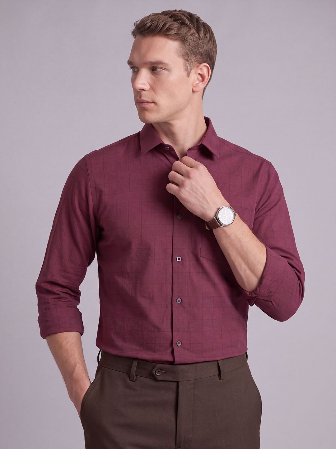 Arrow Manhattan Slim Fit Checked Formal Shirt-picture-37