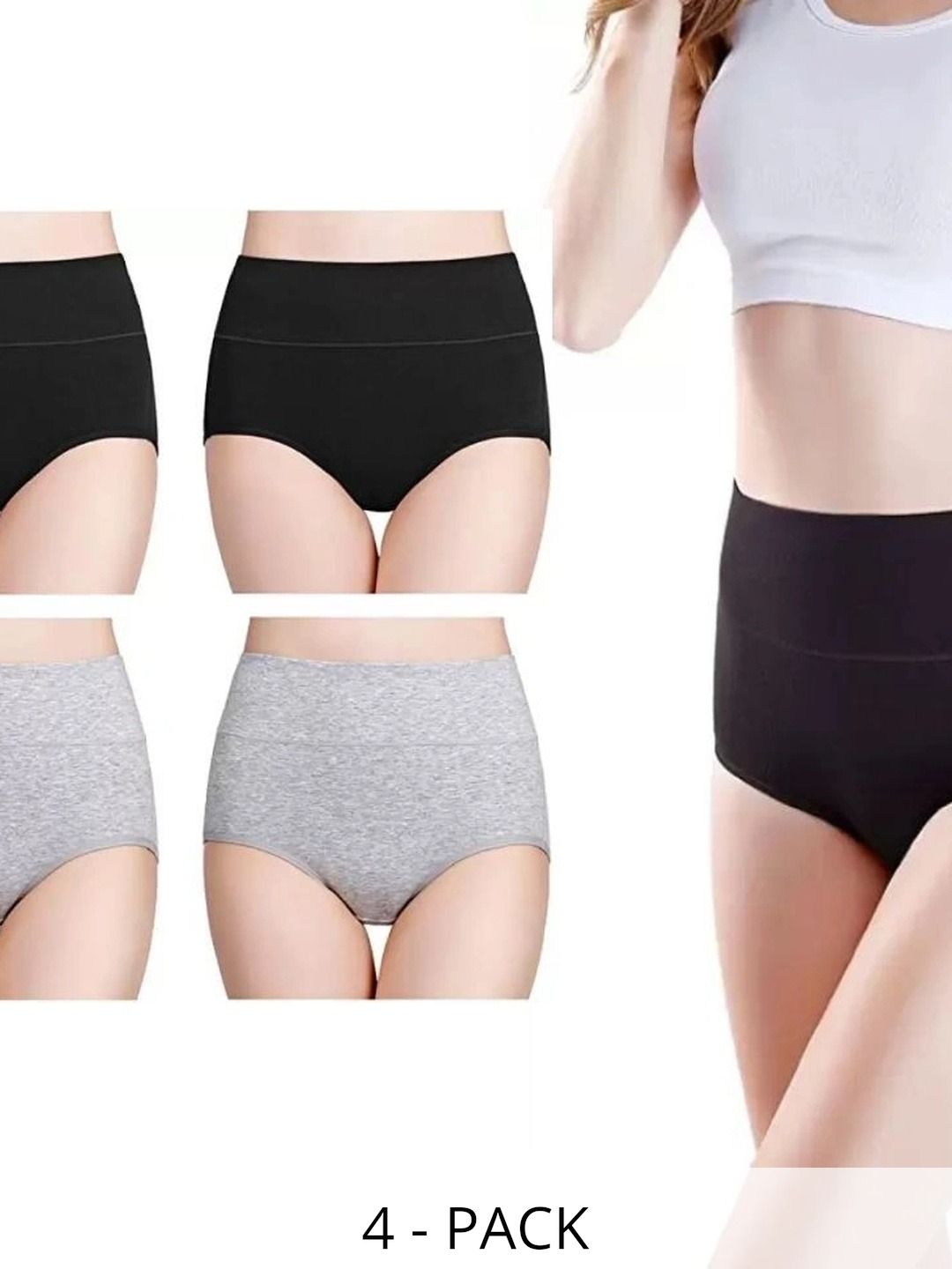 Bebron Women Pack of 4 Assorted Cotton Basic Briefs-picture-10