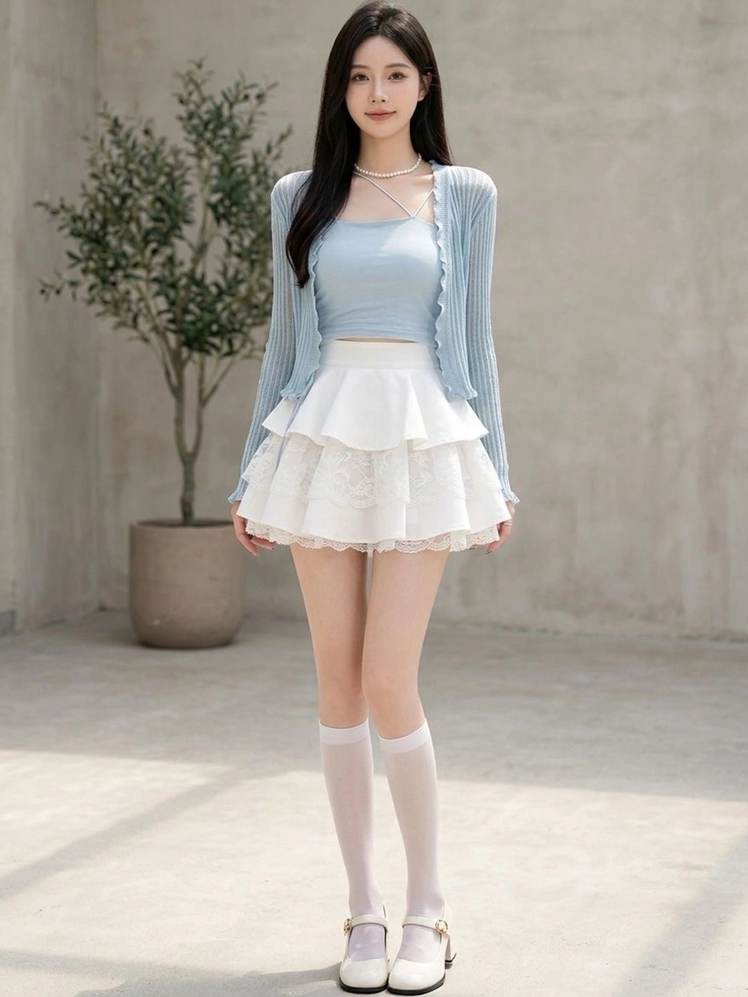 Suo Women Tiered Mini Flared Skirt-picture-10