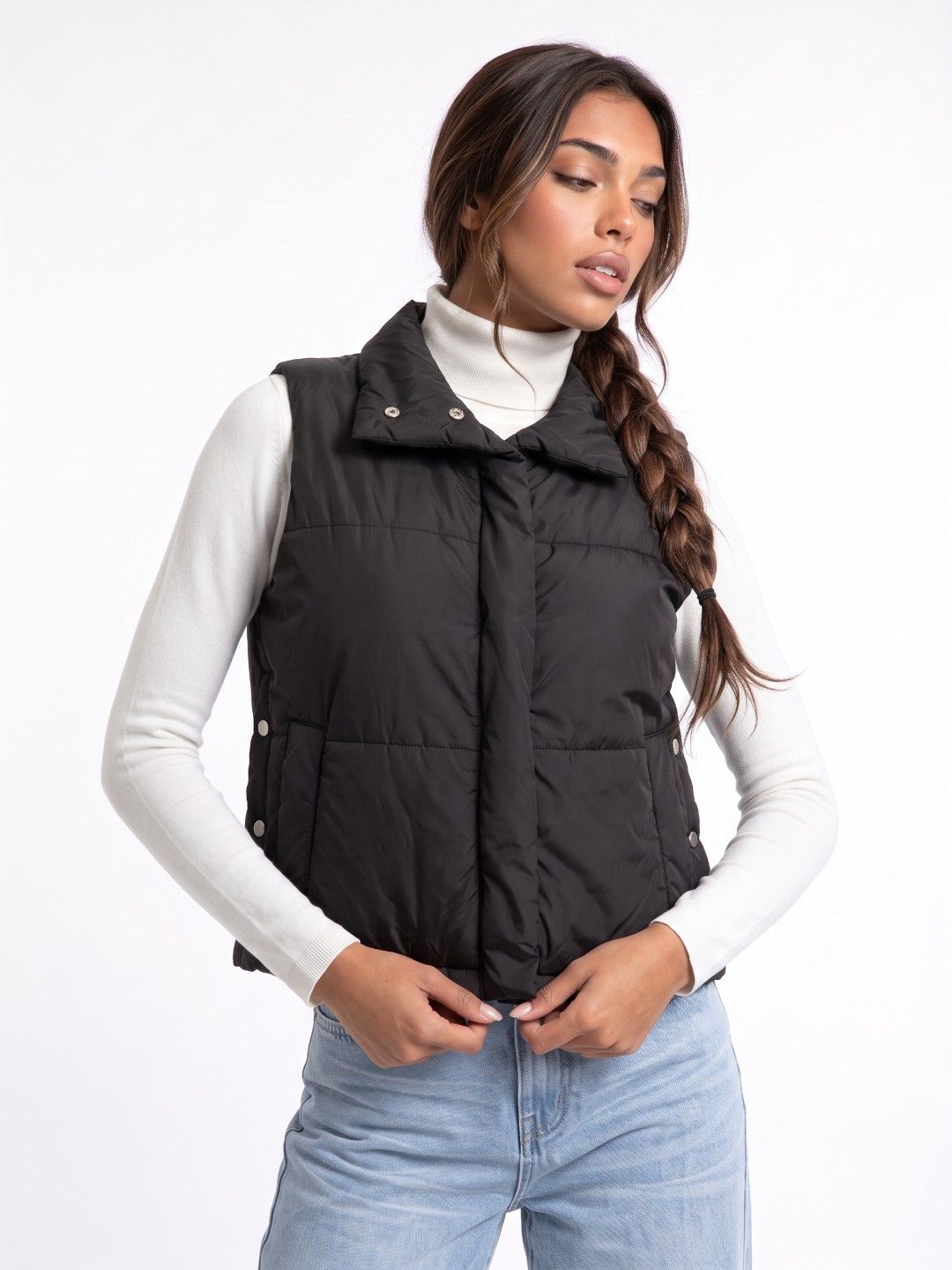 glitchez Stand Collar Gilet Puffer Jacket-picture-24