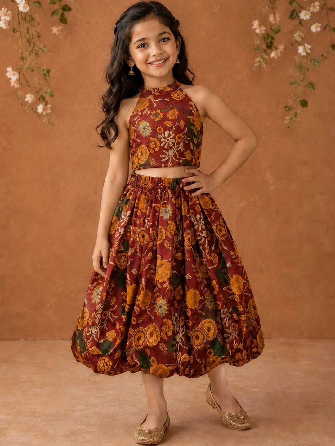 PURVAJA JUNIOR Girls Printed Ready to Wear Lehenga &-picture-23
