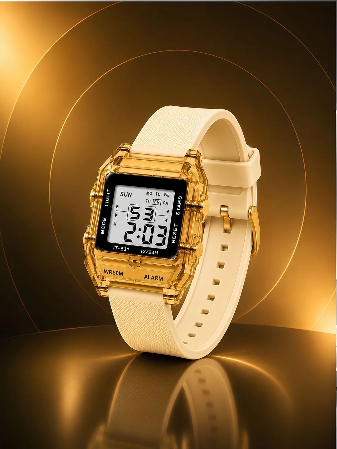 LOOKHAA Unisex Kids Dial & Straps Digital Multi Function Watch LOOK33DC4_CREAM-picture-24