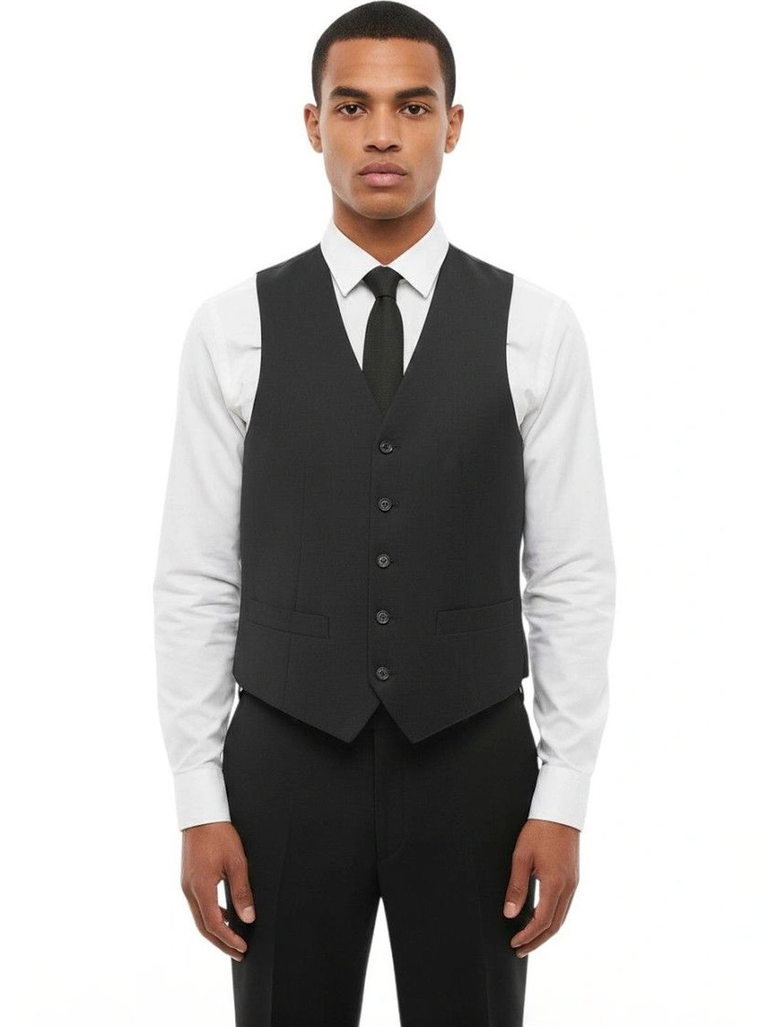Corneliani Charcoal Grey Solid Waistcoat-picture-47
