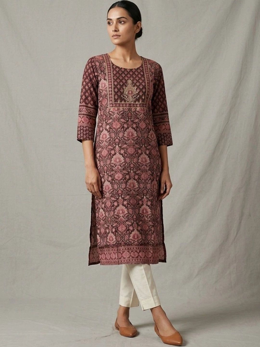 gokurtis Floral Printed Pure Cotton Blend Handloom Kurti-picture-10
