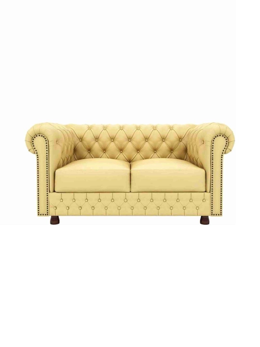 INDIAWOODMART Cream-Coloured Textured 2 Seater Sofa-picture-51