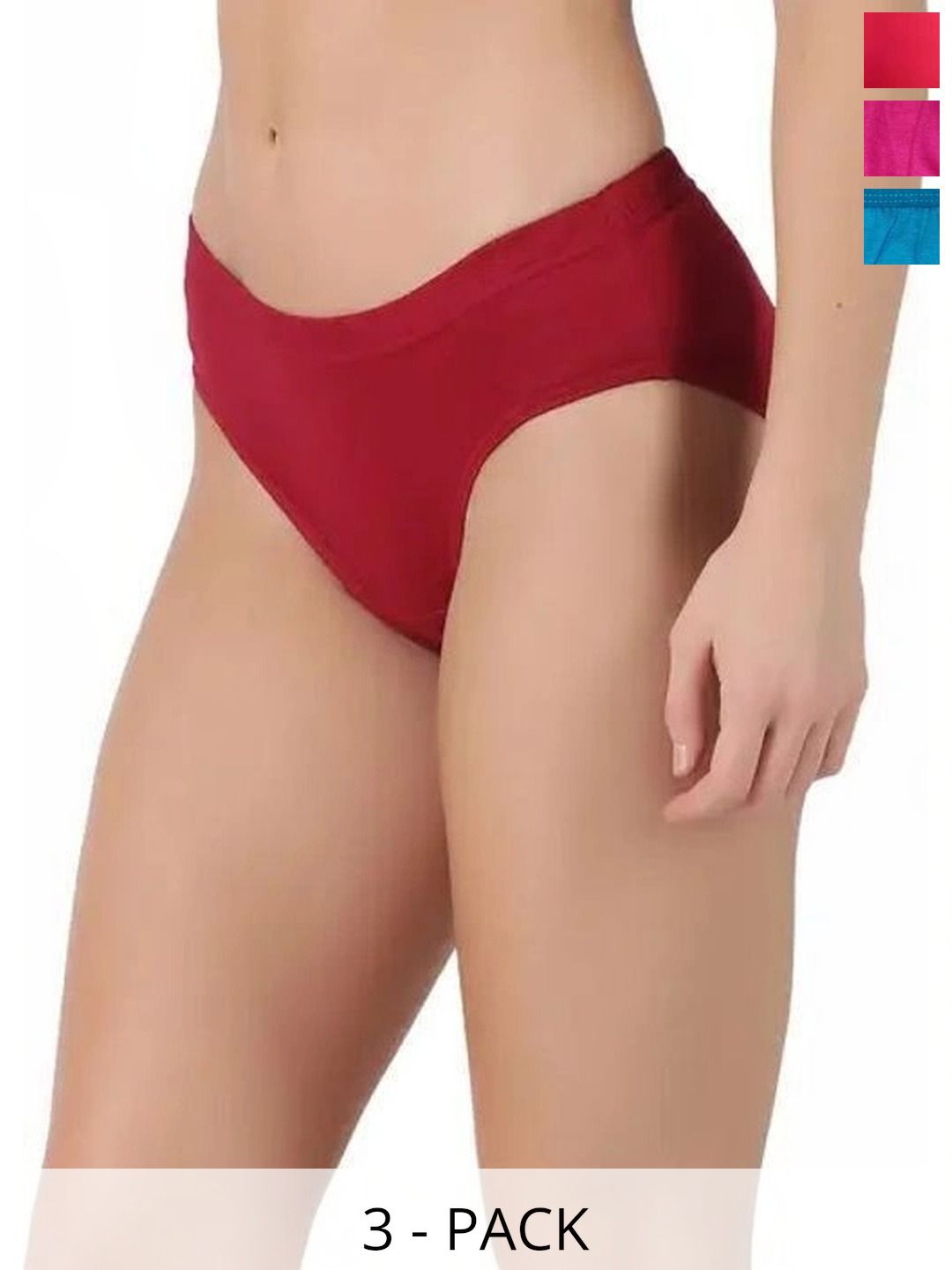 Bebron Women Pack of 3 Assorted Cotton Bikini-picture-34