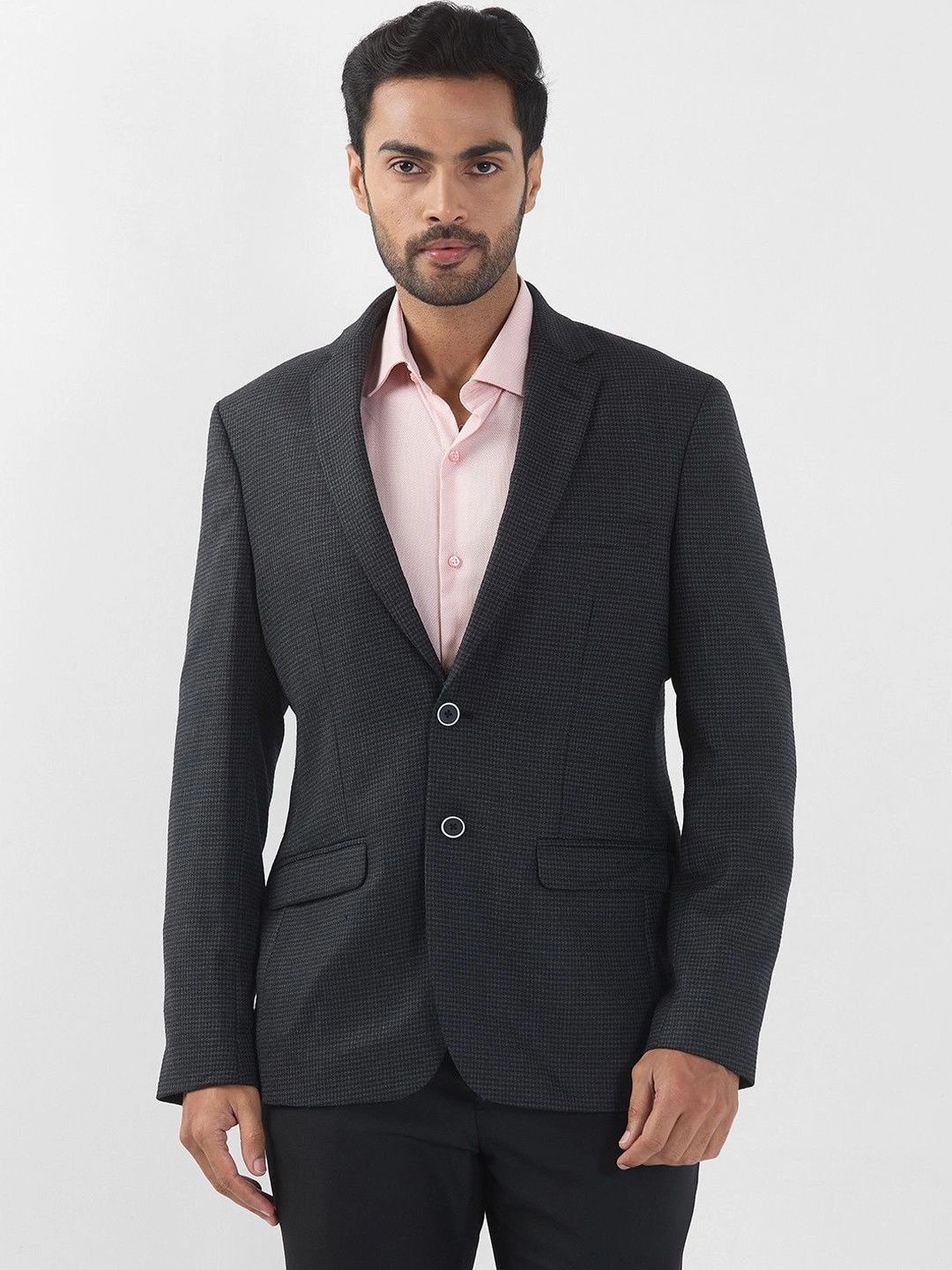 Raymond Self Design Notched Lapel Single-Breasted Formal Blazer-picture-31