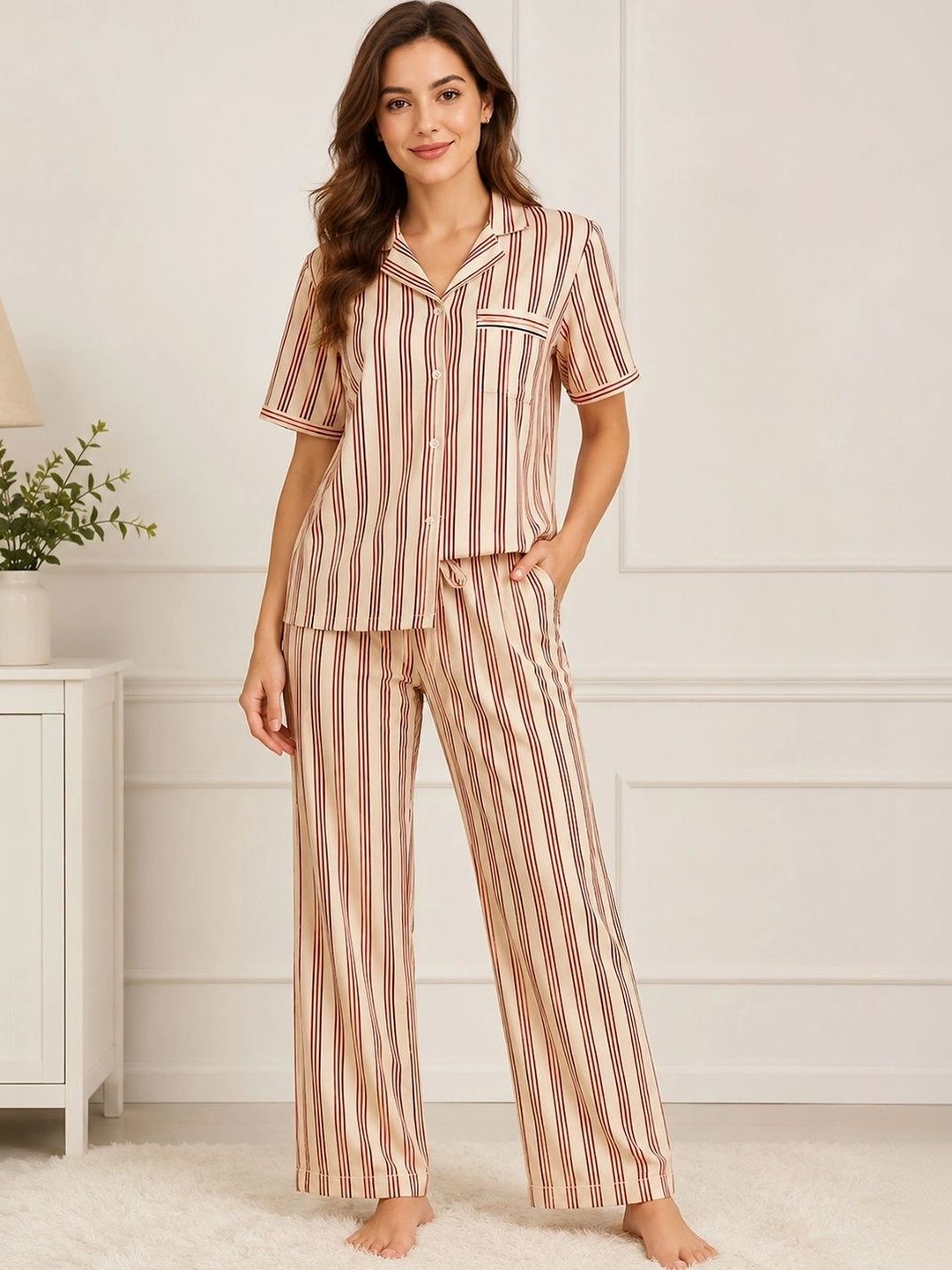 GENZILOOKS Women Striped Night suit-picture-26