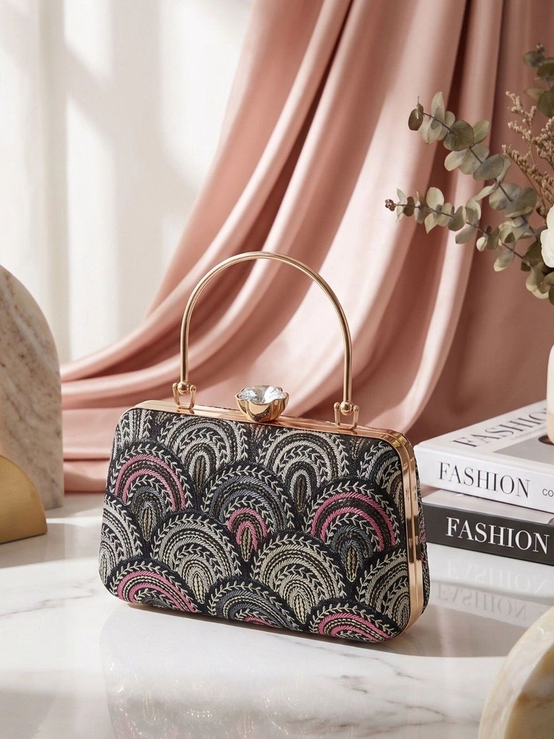 MISHA Embroidered Embellished Box Clutch-picture-12