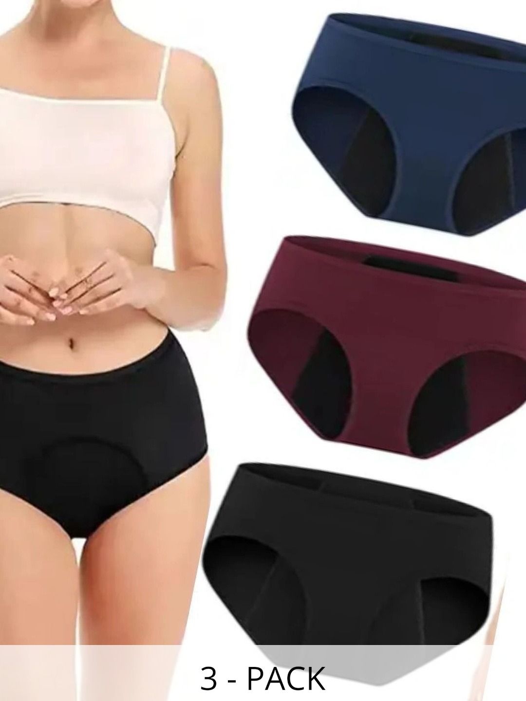 Bebron Women Pack of 3 Assorted Cotton Period Briefs-picture-35