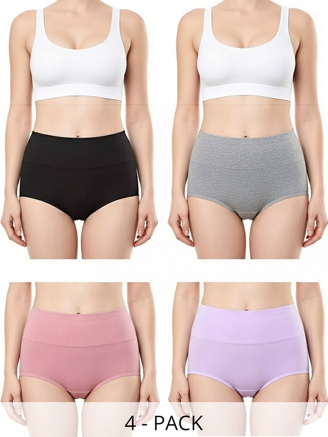 Bebron Women Pack of 4 Assorted Cotton Basic Briefs-picture-28