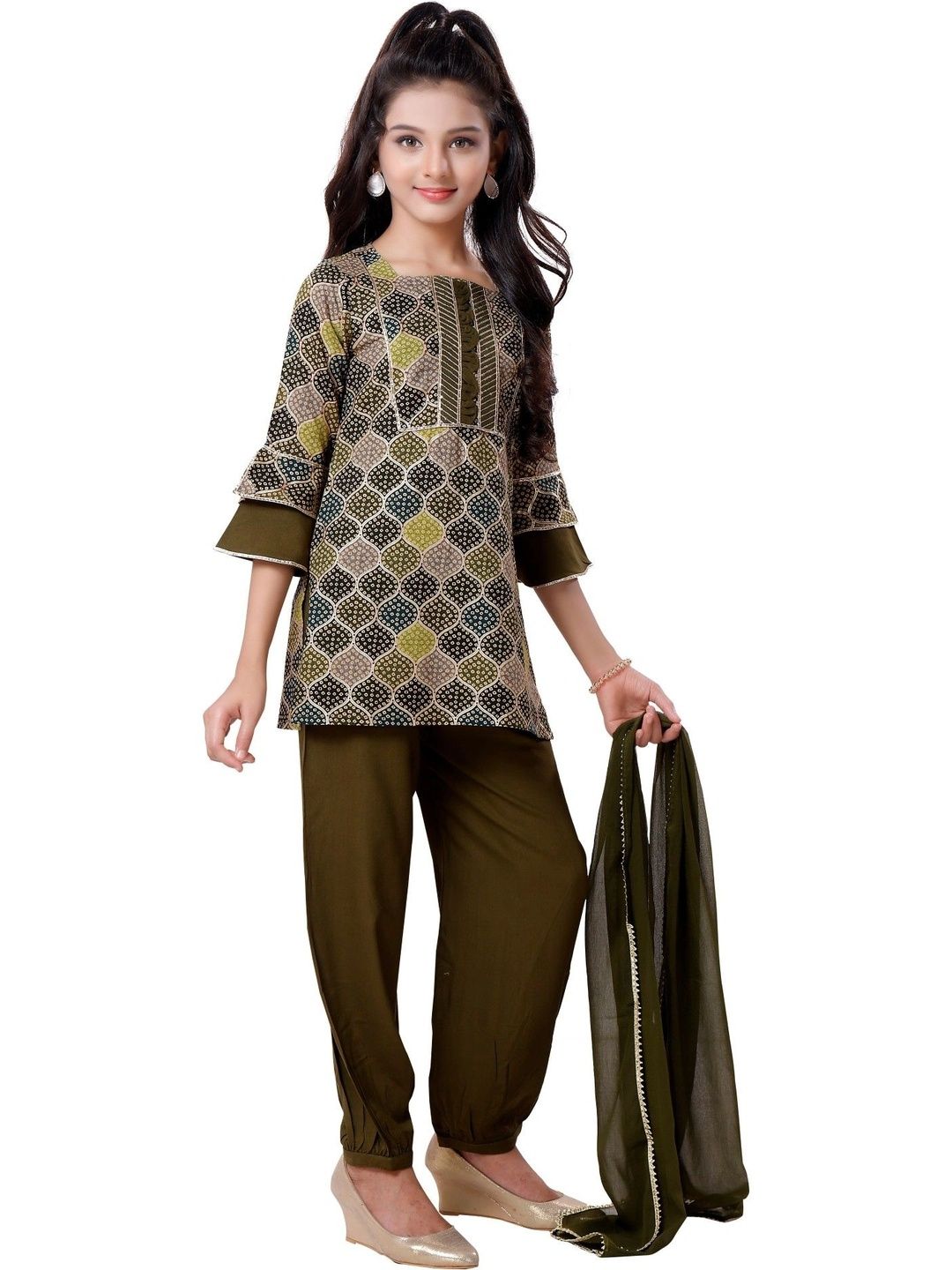 MASTARANG Girls Ethnic Motifs Printed Regular Kurta with Patiala & With Dupatta-picture-24