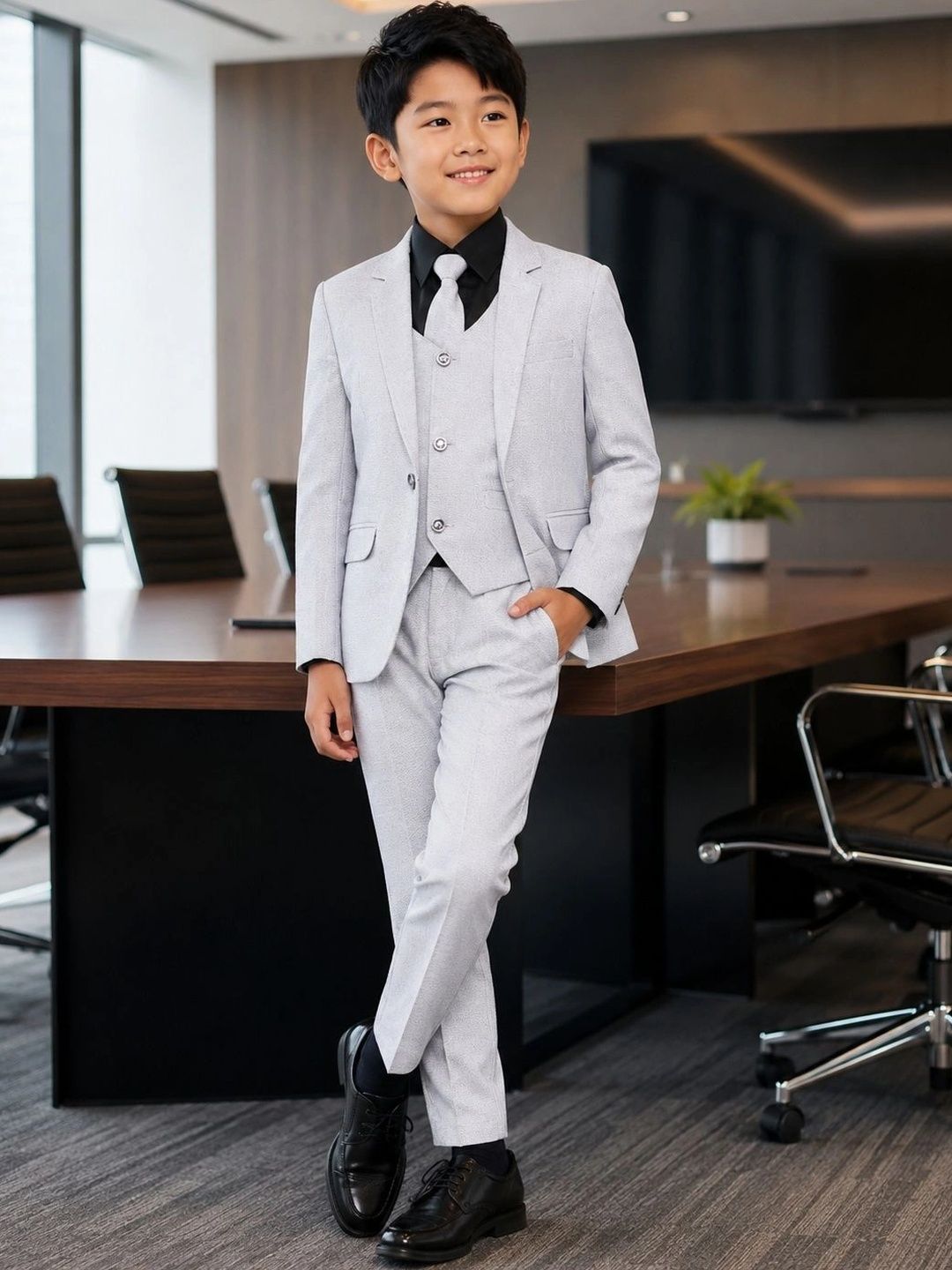 Sparklepop Boys Notched Lapel Single-Breasted 5 Piece Suits-picture-48