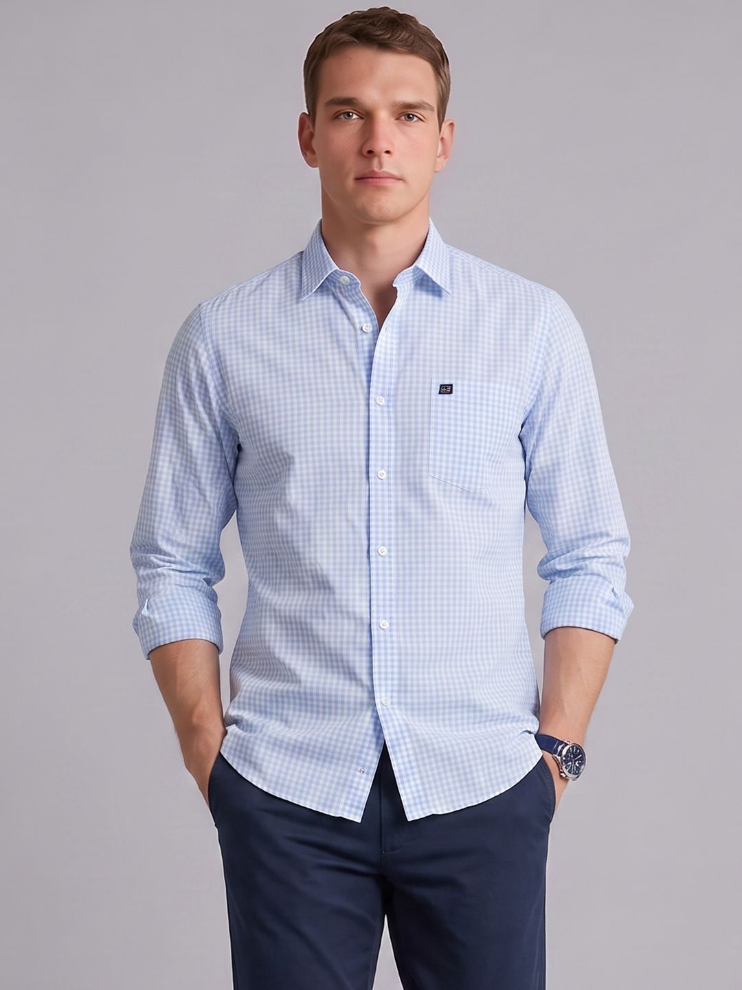 Arrow Sport Slim Fit Gingham Checked Casual Shirt-image-43