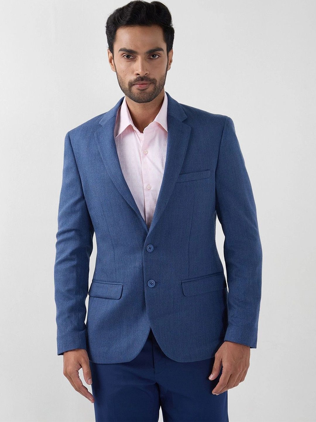 Raymond Self Design Notched Lapel Single-Breasted Formal Blazer-picture-33