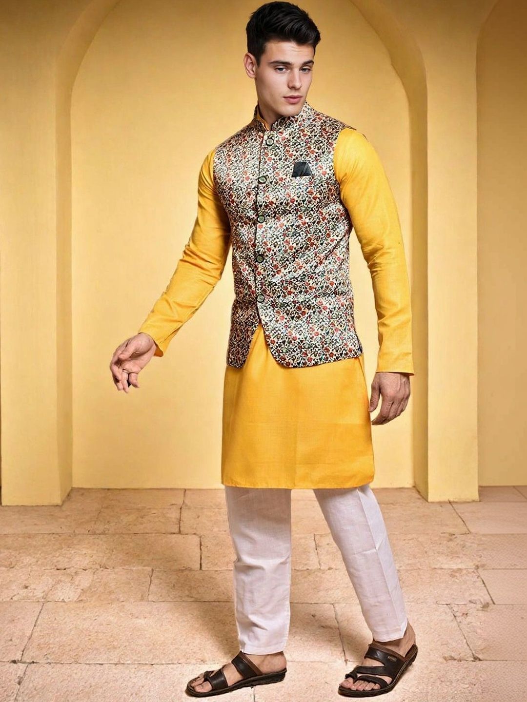 Moda Rapido Men Regular Pure Cotton Kurta with Trousers-picture-12