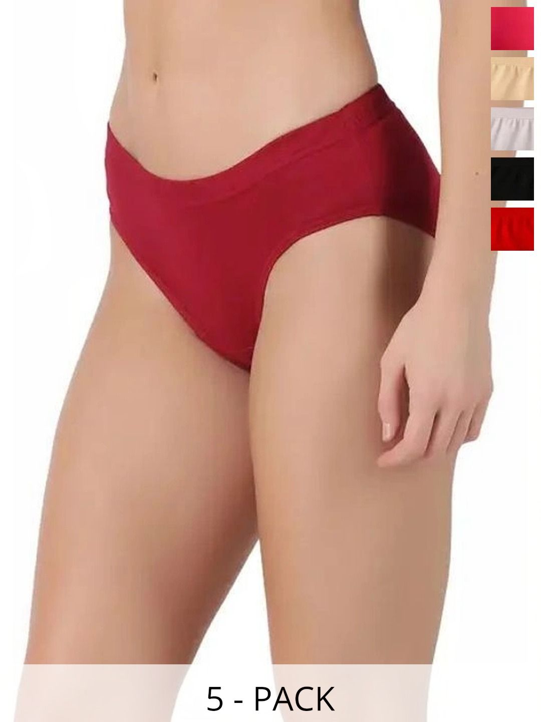 Bebron Women Pack of 5 Assorted Cotton Basic Briefs-picture-31