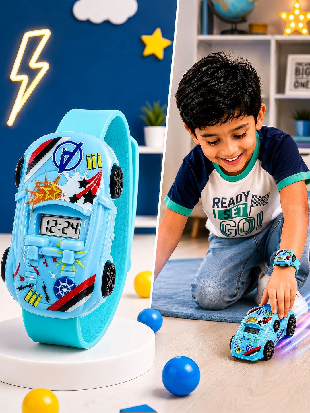 LOOKHAA Unisex Kids Printed Dial & Straps Digital Watch LOOKCAR_C4_BLUE-picture-14
