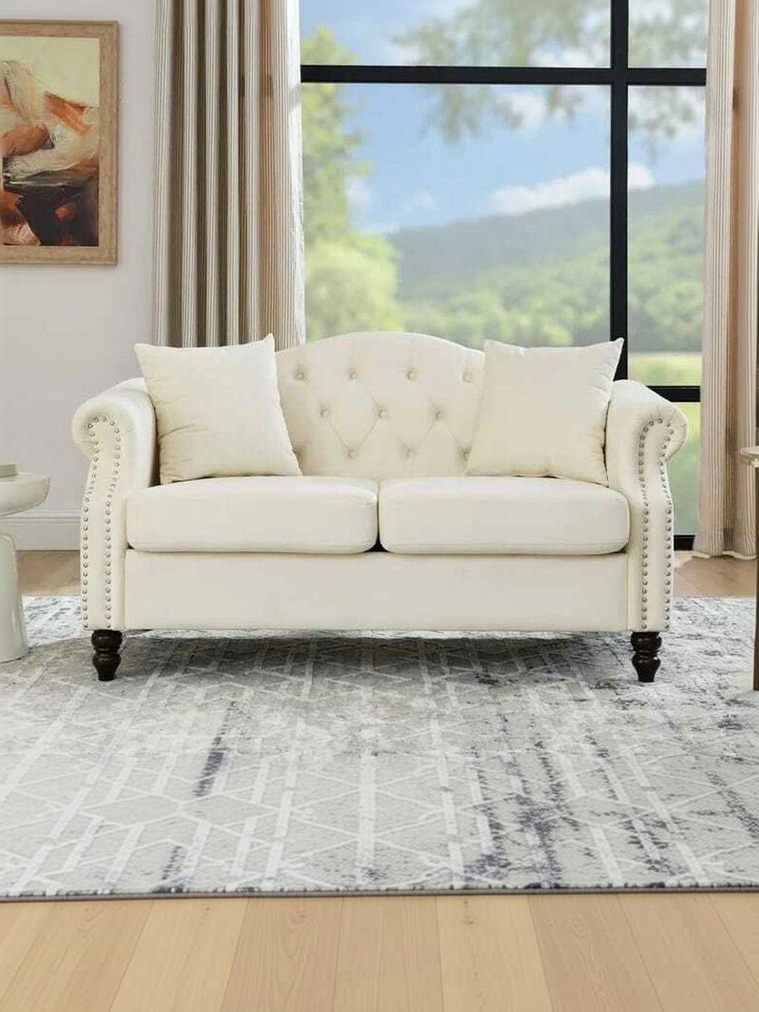 Soul craft Beige 2 Seater Sofa With 2 Pillow-picture-15