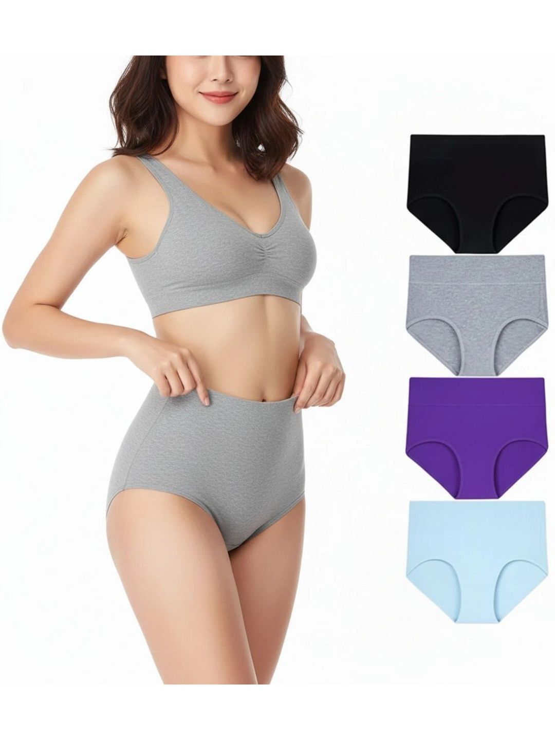 Bebron Women Pack of 4 Assorted Cotton Basic Briefs-picture-58