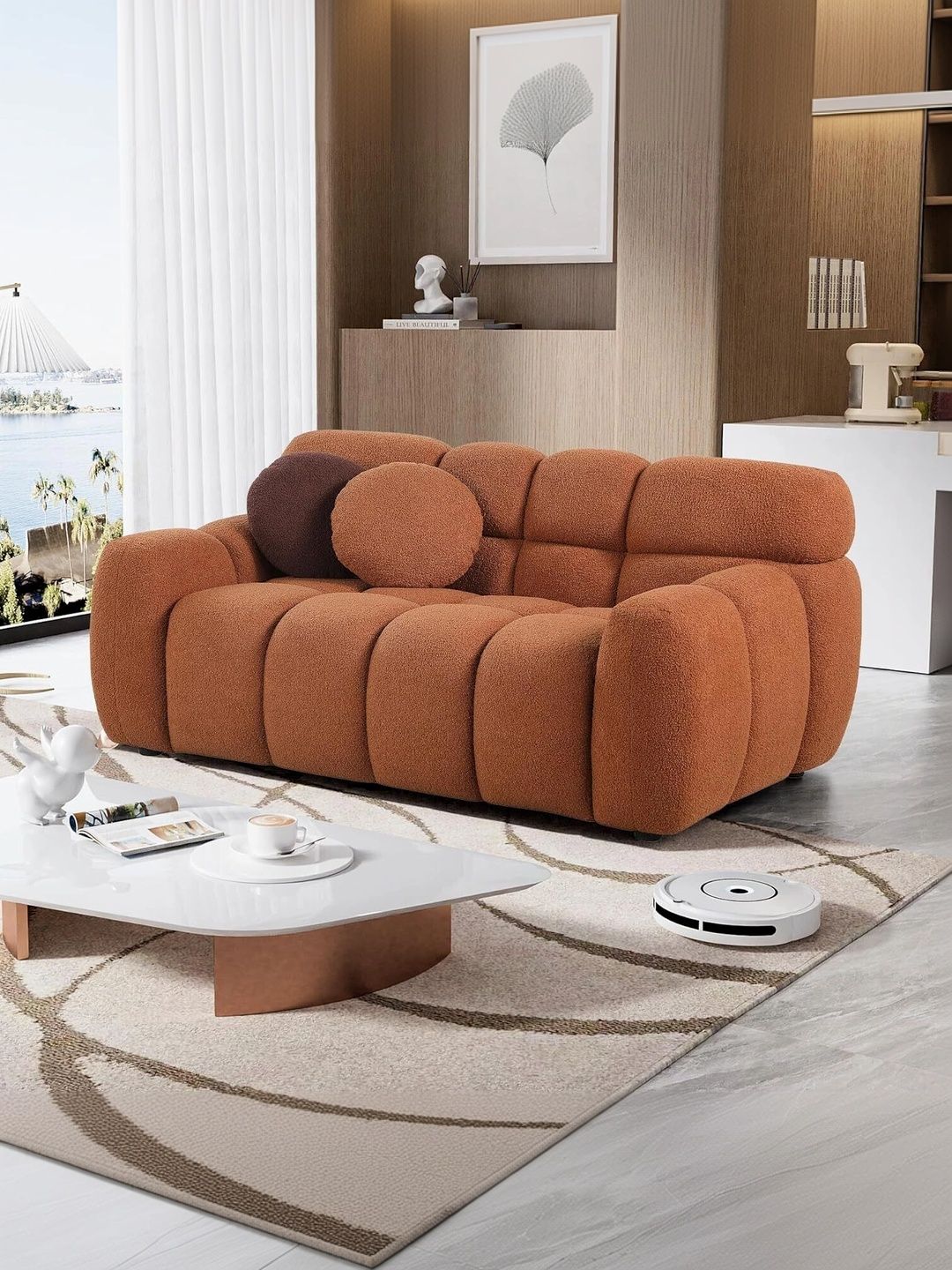 INDIAWOODMART Brown 2 Seater Sofa-picture-43
