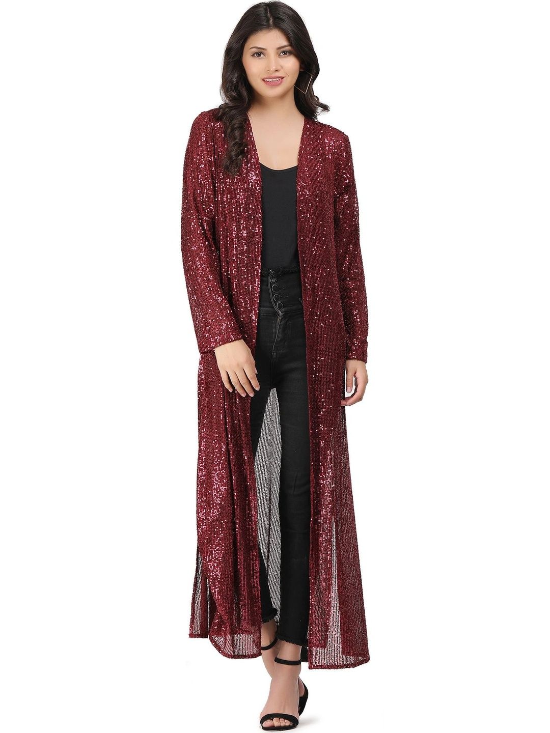 AOL Women Party Embellished Longline Shrug-picture-40