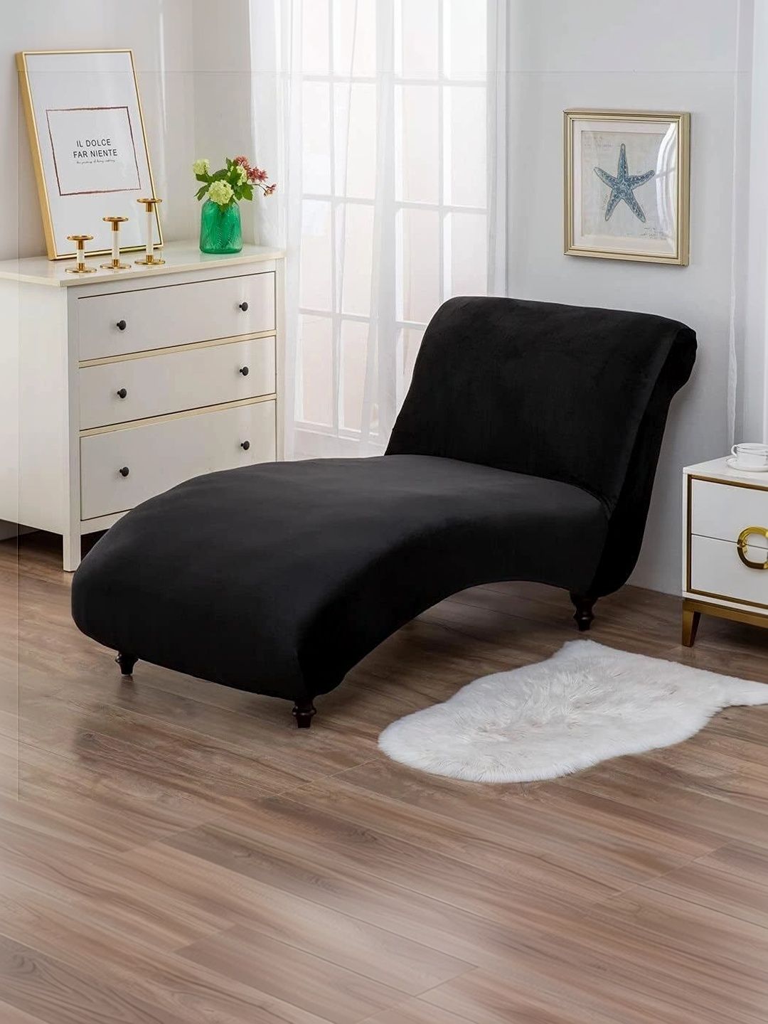 INDIAWOODMART Black Self Design Sheesham Wood Lounge Chair-picture-9