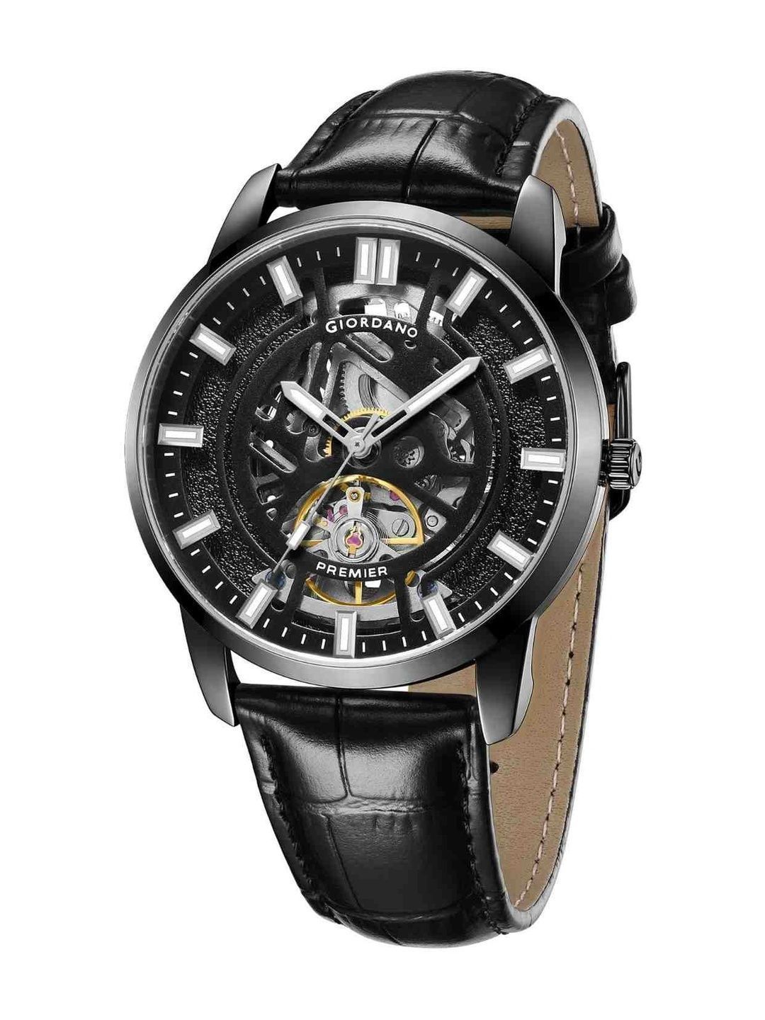 GIORDANO Men Skeleton Dial & Leather Straps Analogue Automatic Motion Powered Watch GZ-50231-01-picture-34
