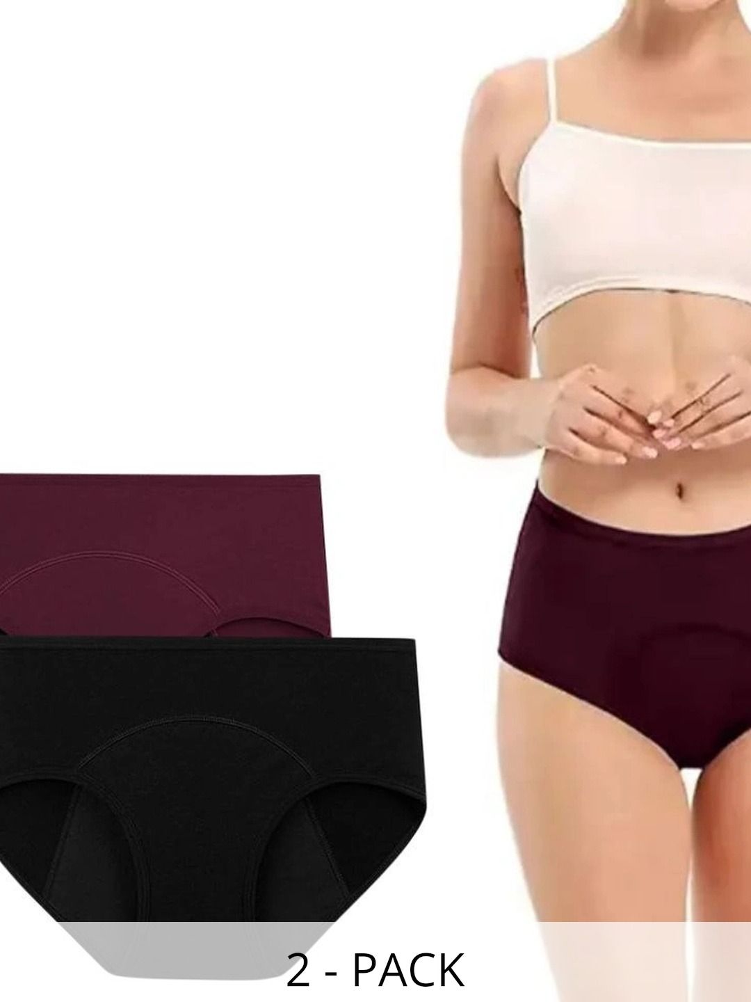 Bebron Women Pack of 2 Assorted Cotton Period Briefs-picture-43