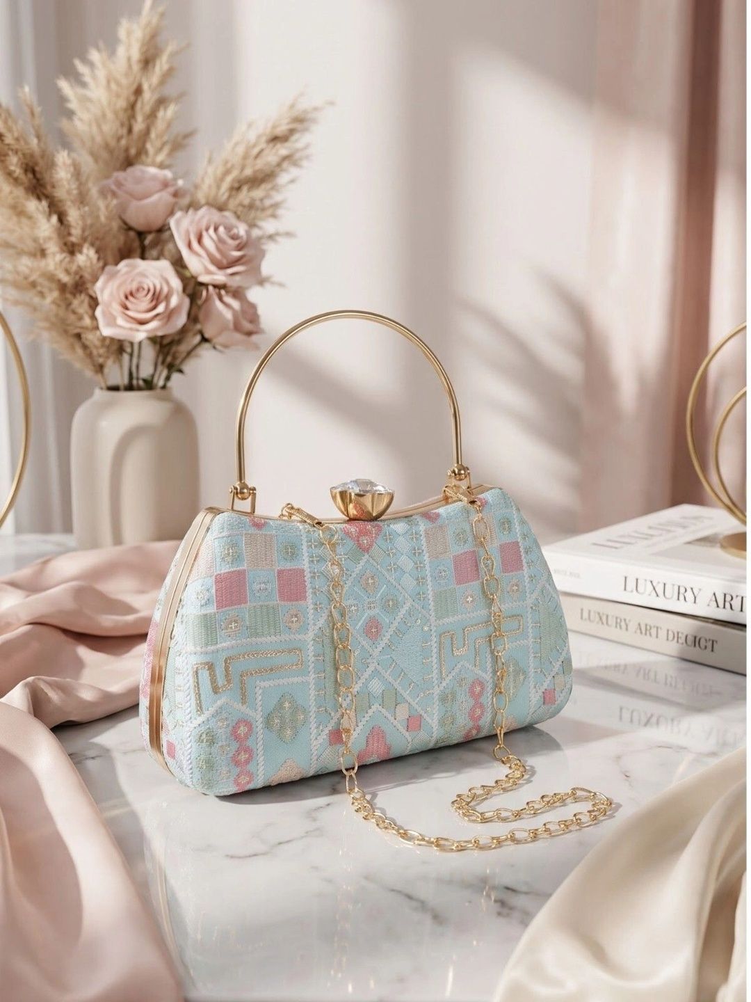 MISHA Embroidered Embellished Box Clutch-picture-53
