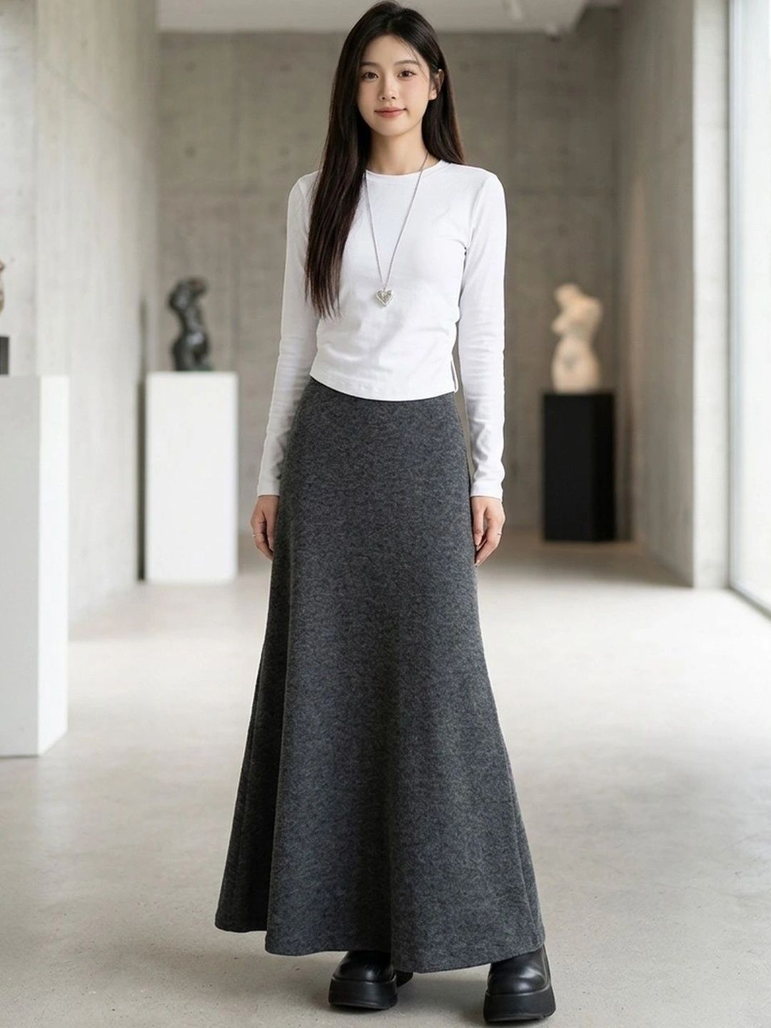 Suo Women Maxi A-Line Skirt-picture-19