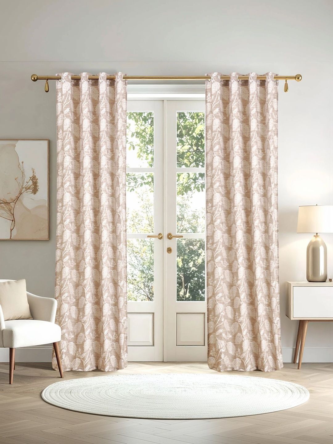 Home Centre Taupe Floral Door Curtain-picture-22