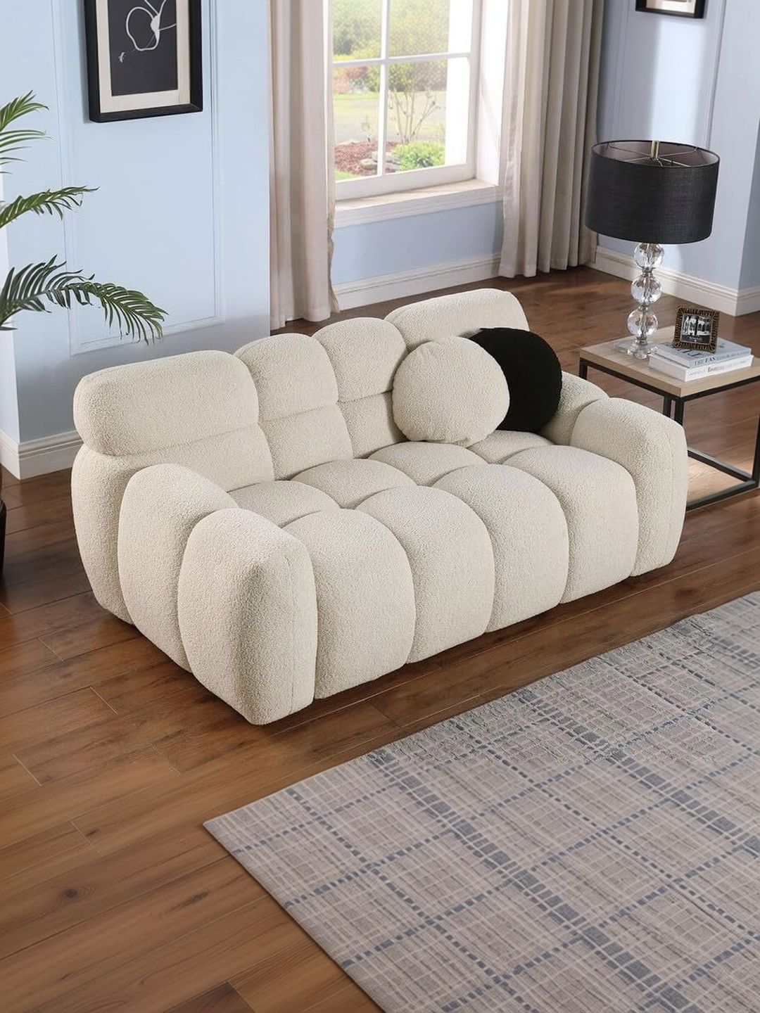 INDIAWOODMART Beige 2 Seater Sofa-picture-11